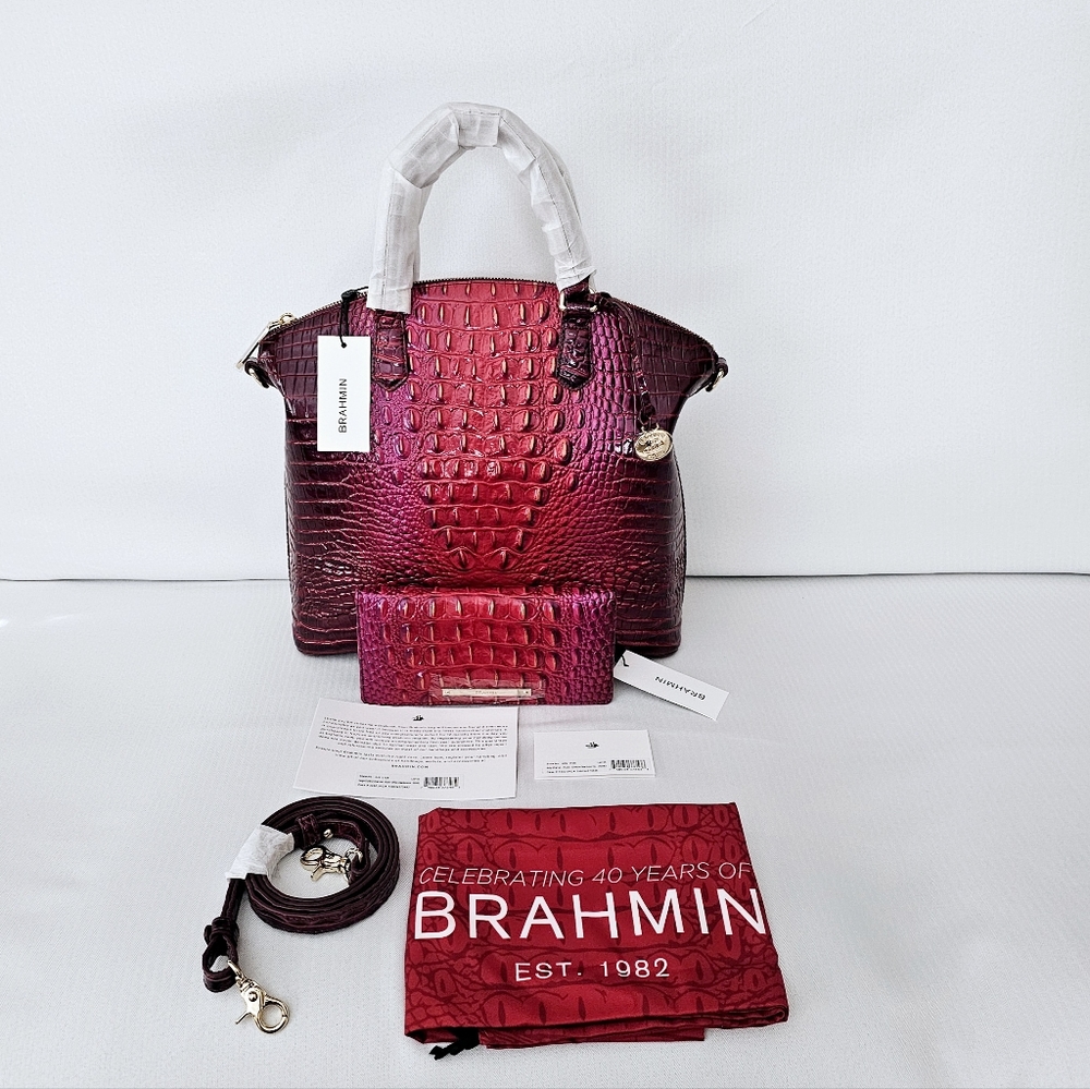 NWT LIMITED EDITION BRAHMIN RUBY OMBRE MELBOURNE LARGE DUXBURY SATCHEL